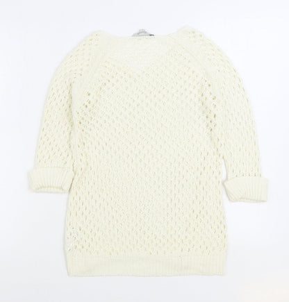 Womens UK Size S Peacocks White Pullover Jumper