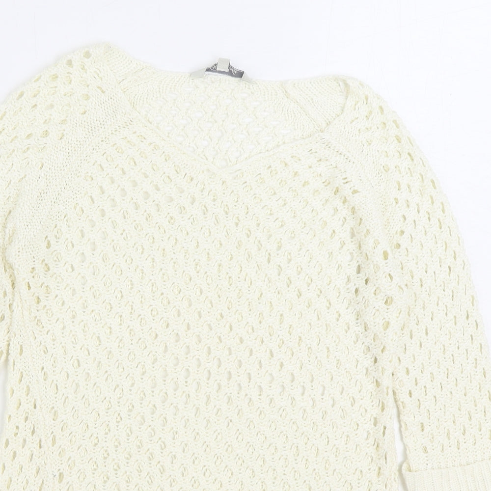 Womens UK Size S Peacocks White Pullover Jumper