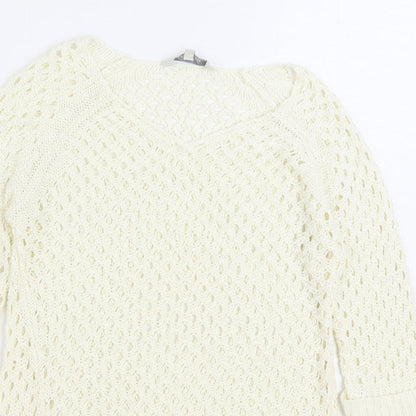 Womens UK Size S Peacocks White Pullover Jumper