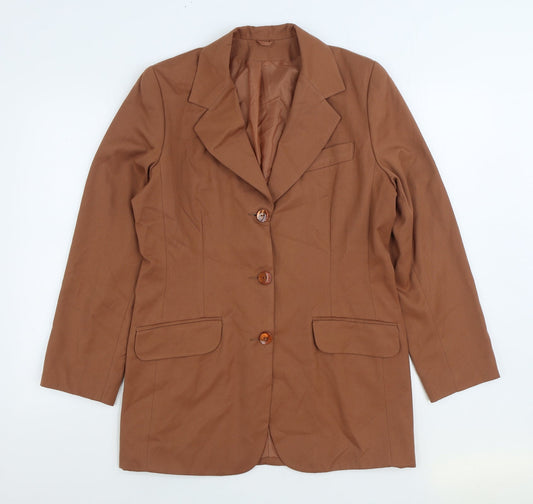 C&A Womens Brown Overcoat Coat Size 12 Button