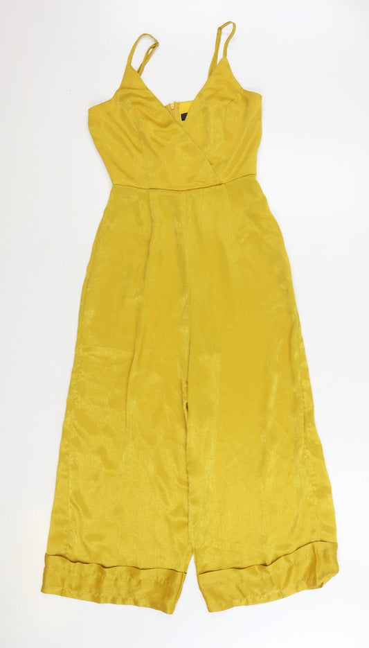 Missguided Womens Gold Polyester Jumpsuit One-Piece Size 6 Zip