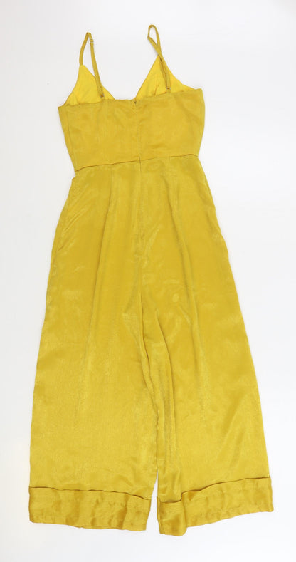Missguided Womens Gold Polyester Jumpsuit One-Piece Size 6 Zip