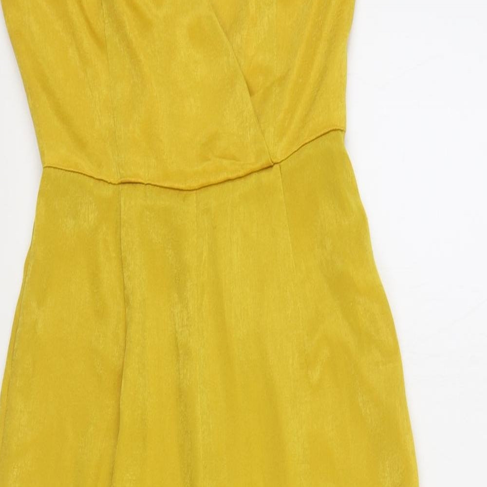 Missguided Womens Gold Polyester Jumpsuit One-Piece Size 6 Zip