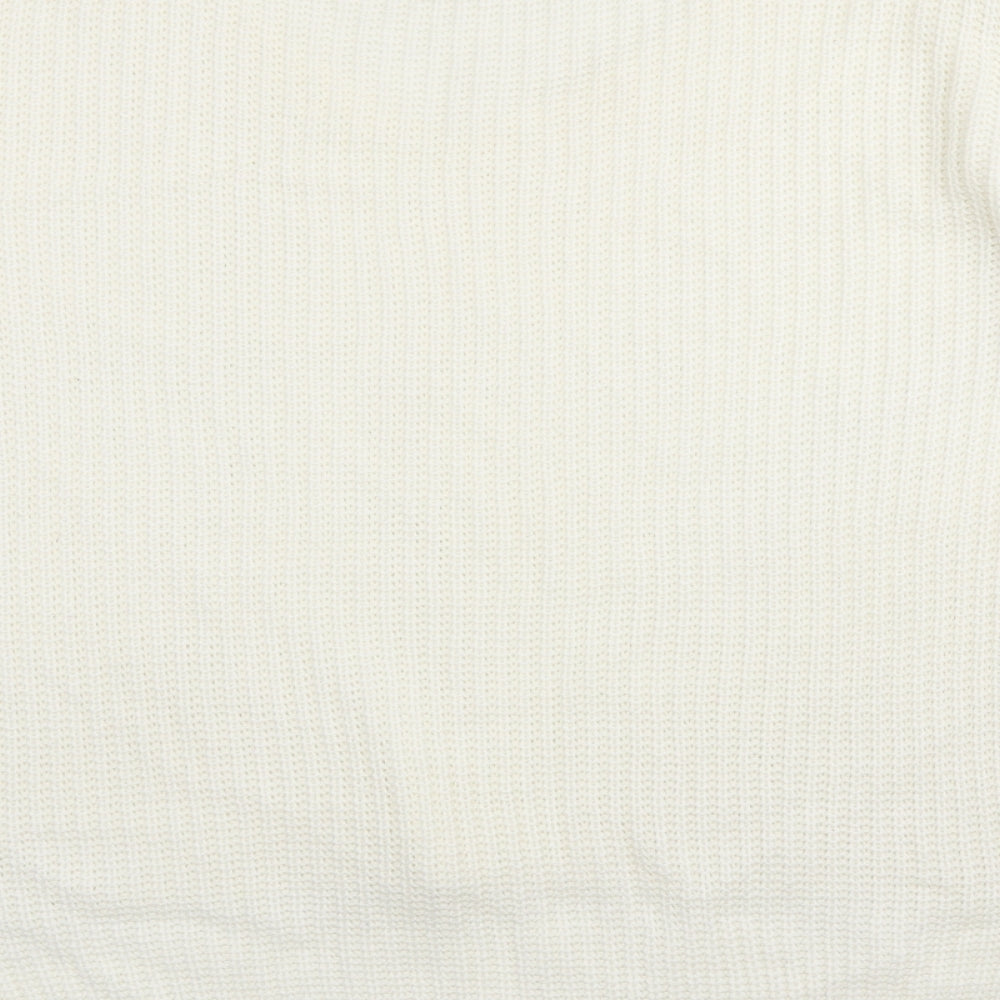 Be You Womens Ivory V-Neck Acrylic Pullover Jumper Size 8