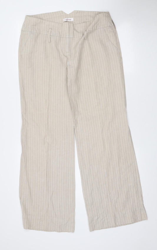 ORSAY Womens Beige Striped Cotton Trousers Size 36 in L31 in Regular