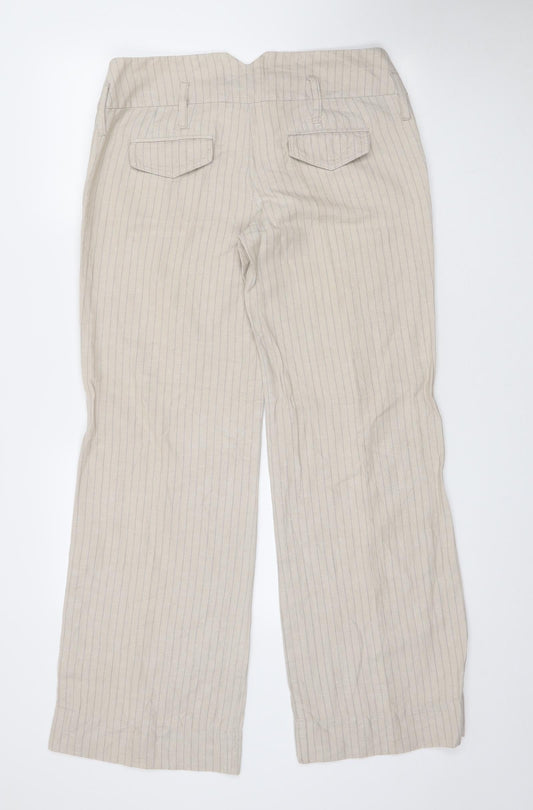 ORSAY Womens Beige Striped Cotton Trousers Size 36 in L31 in Regular