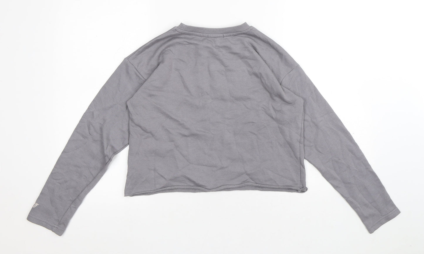Primark Girls Grey Cotton Pullover Sweatshirt Size 12 Years - Smile