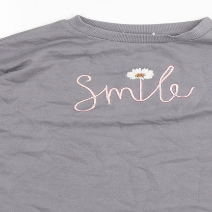 Primark Girls Grey Cotton Pullover Sweatshirt Size 12 Years - Smile