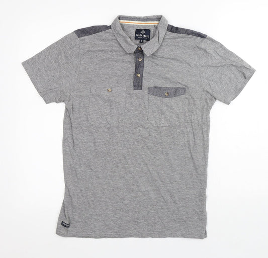 Threadbare Mens Grey Polyester Polo Size S Collared Button