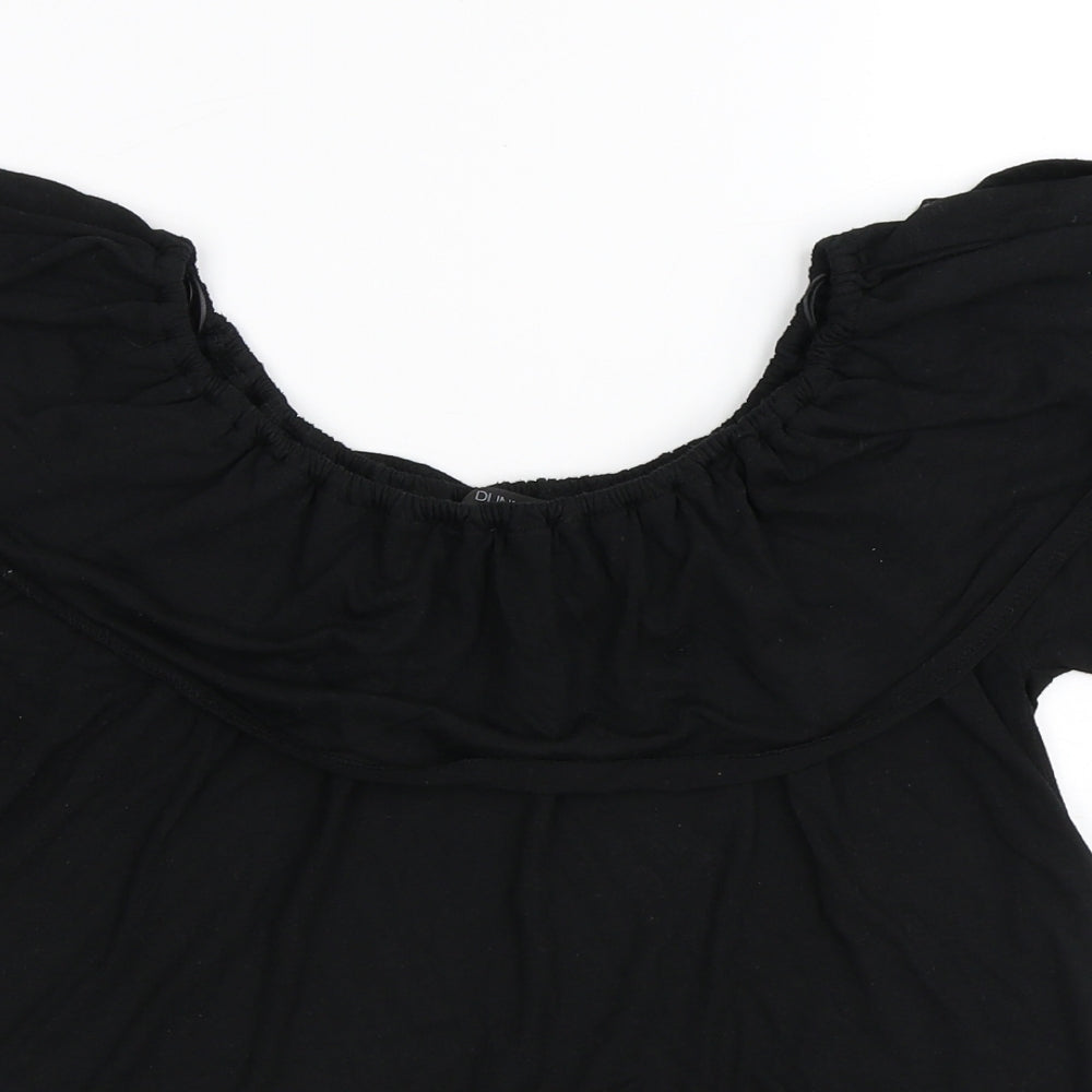 Womens UK Size S Dunnes Stores Black Basic T-Shirt