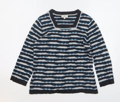 Country Casuals Womens Multicoloured Square Neck Striped Cotton Pullover Jumper Size S