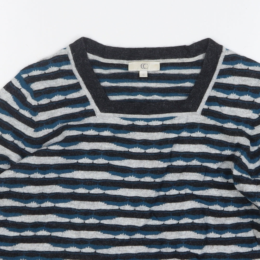 Country Casuals Womens Multicoloured Square Neck Striped Cotton Pullover Jumper Size S