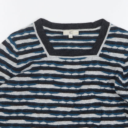 Country Casuals Womens Multicoloured Square Neck Striped Cotton Pullover Jumper Size S