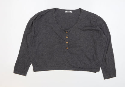 Womens UK Size S Pull&Bear Grey Cropped T-Shirt