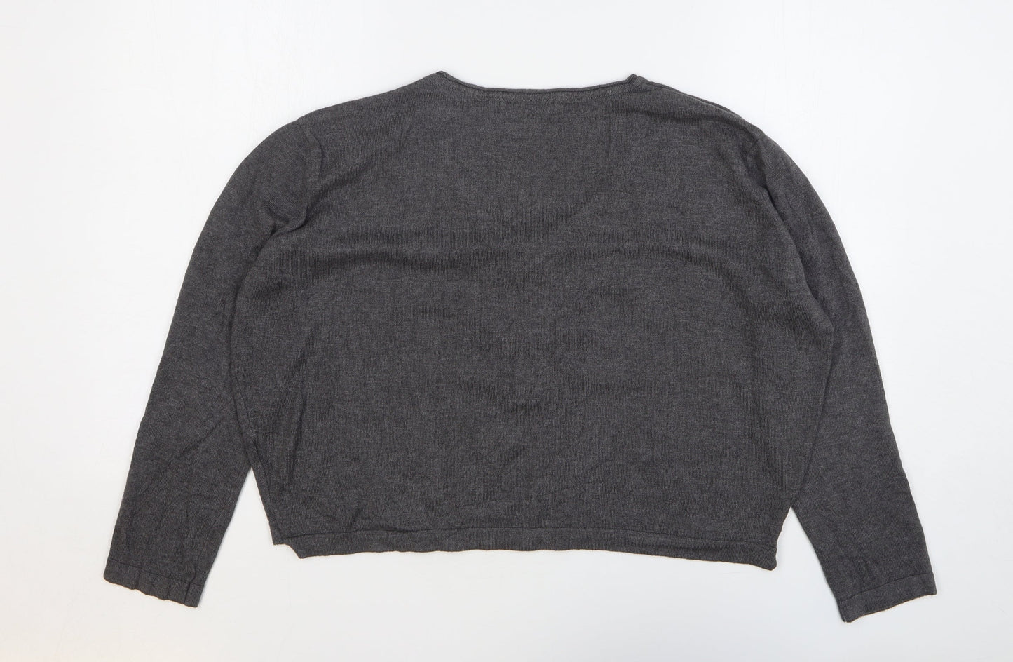 Womens UK Size S Pull&Bear Grey Cropped T-Shirt