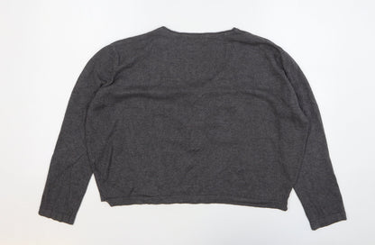 Womens UK Size S Pull&Bear Grey Cropped T-Shirt