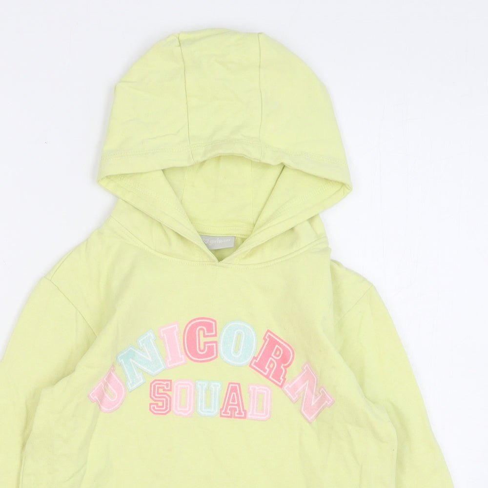 Matalan Girls Yellow Cotton Pullover Hoodie Size 9 Years Pullover - Unicorn Squad