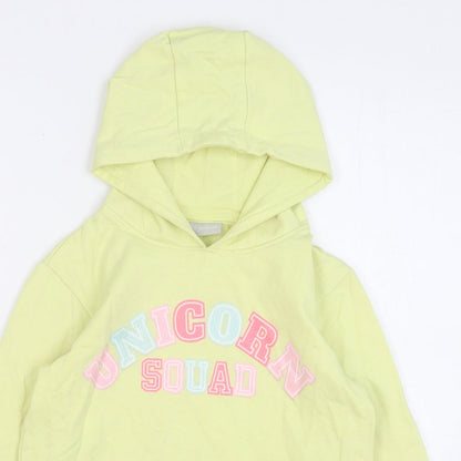 Matalan Girls Yellow Cotton Pullover Hoodie Size 9 Years Pullover - Unicorn Squad