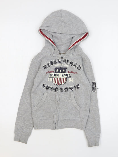 Rivaldi Boys Grey Cotton Full Zip Hoodie Size 6 Years Zip