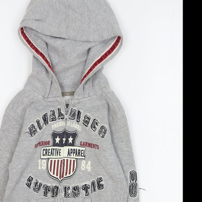 Rivaldi Boys Grey Cotton Full Zip Hoodie Size 6 Years Zip