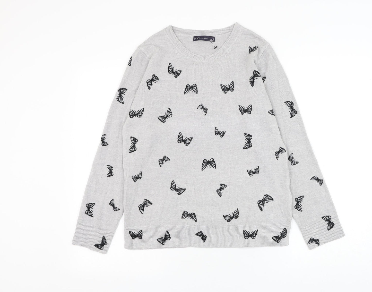 Womens UK Size 12 Marks and Spencer Grey Pullover Jumper