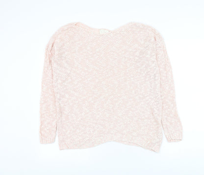 New Look Womens Pink Round Neck Cotton Pullover Jumper Size S