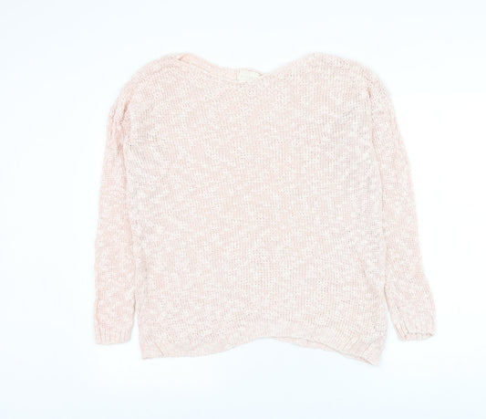 New Look Womens Pink Round Neck Cotton Pullover Jumper Size S