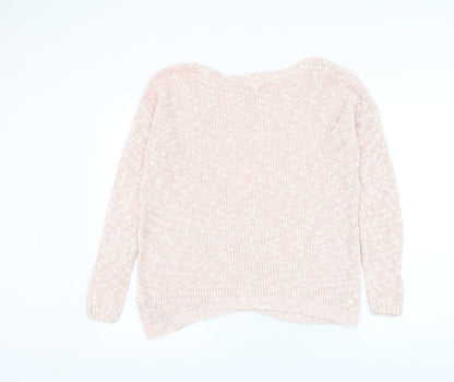 New Look Womens Pink Round Neck Cotton Pullover Jumper Size S