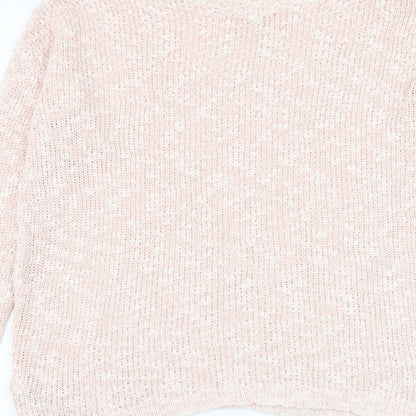 New Look Womens Pink Round Neck Cotton Pullover Jumper Size S