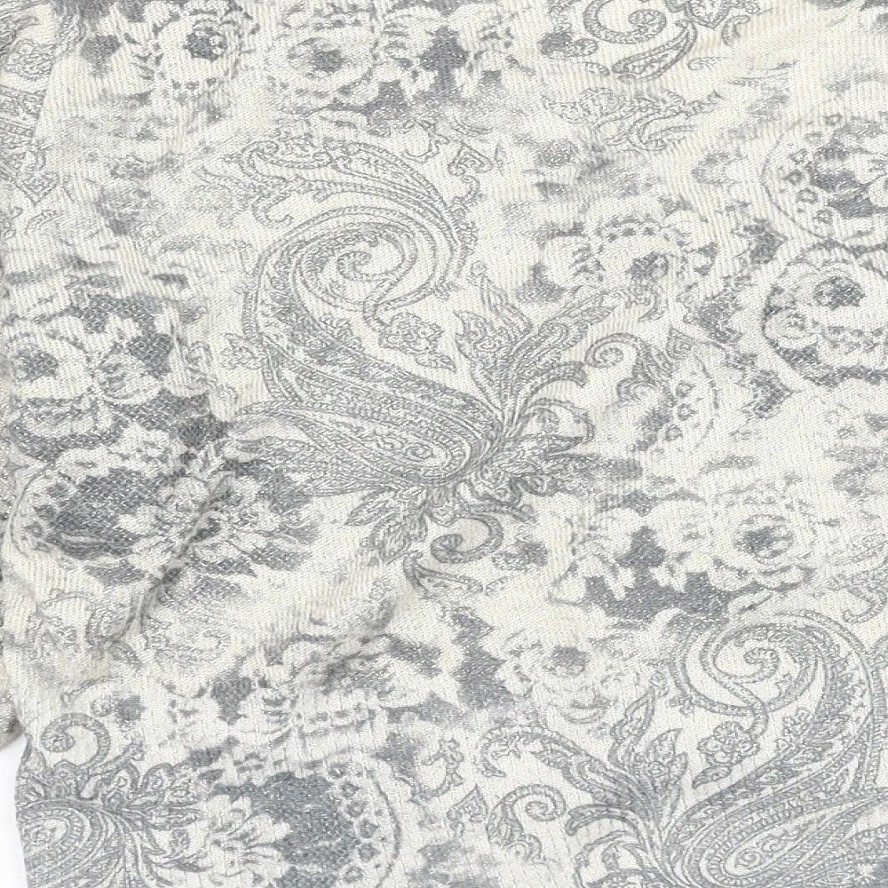 AMARANTO Womens Grey V-Neck Paisley Polyester Cardigan Jumper Size 16