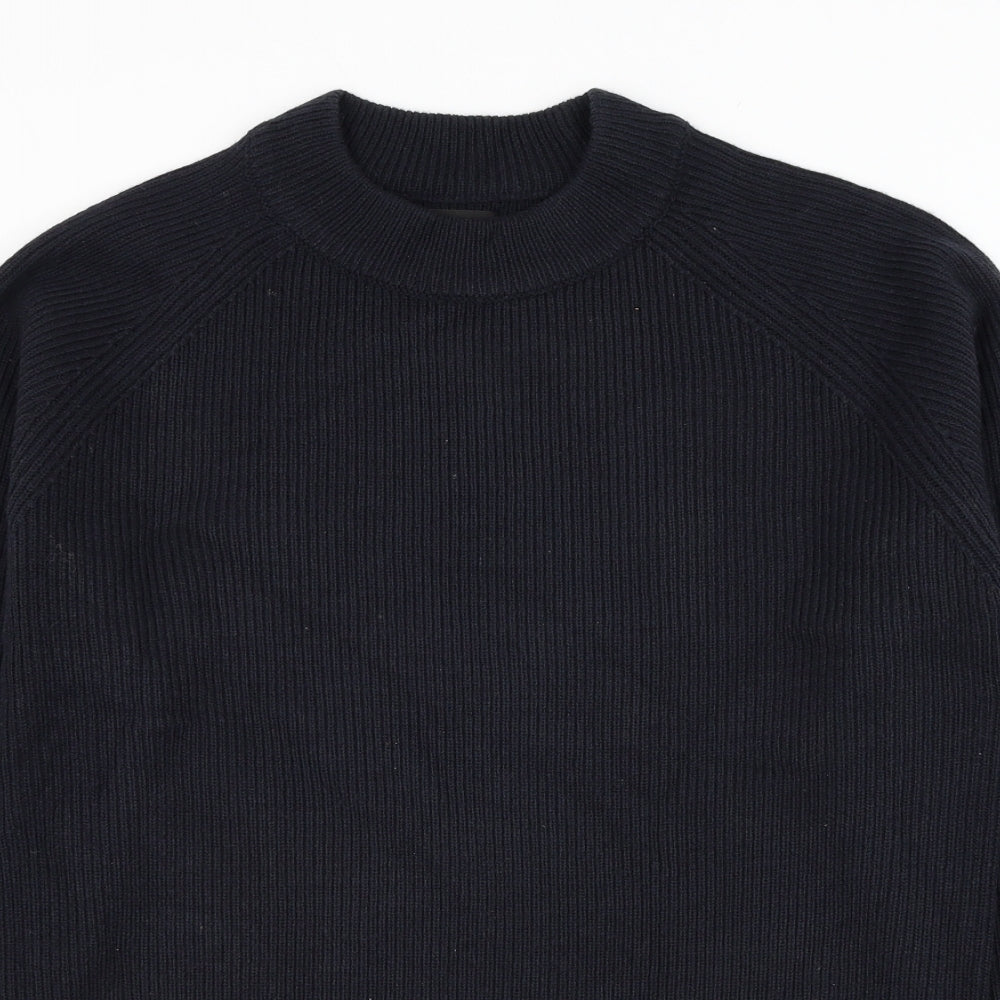 Burton Mens Blue Round Neck Acrylic Pullover Jumper Size M