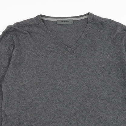 Burton Mens Grey V-Neck Cotton Pullover Jumper Size XL