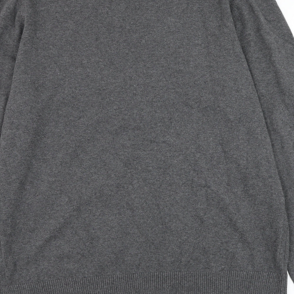 Burton Mens Grey V-Neck Cotton Pullover Jumper Size XL