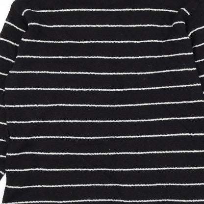 Alibi Womens Black Roll Neck Striped Acrylic Pullover Jumper Size L