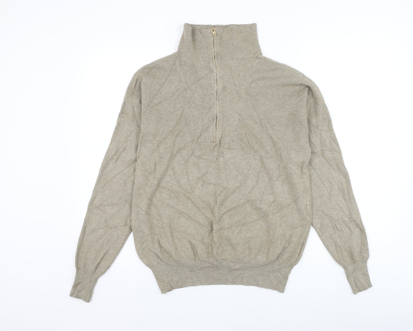 Papillonne Mens Beige High Neck Viscose Pullover Jumper Size L