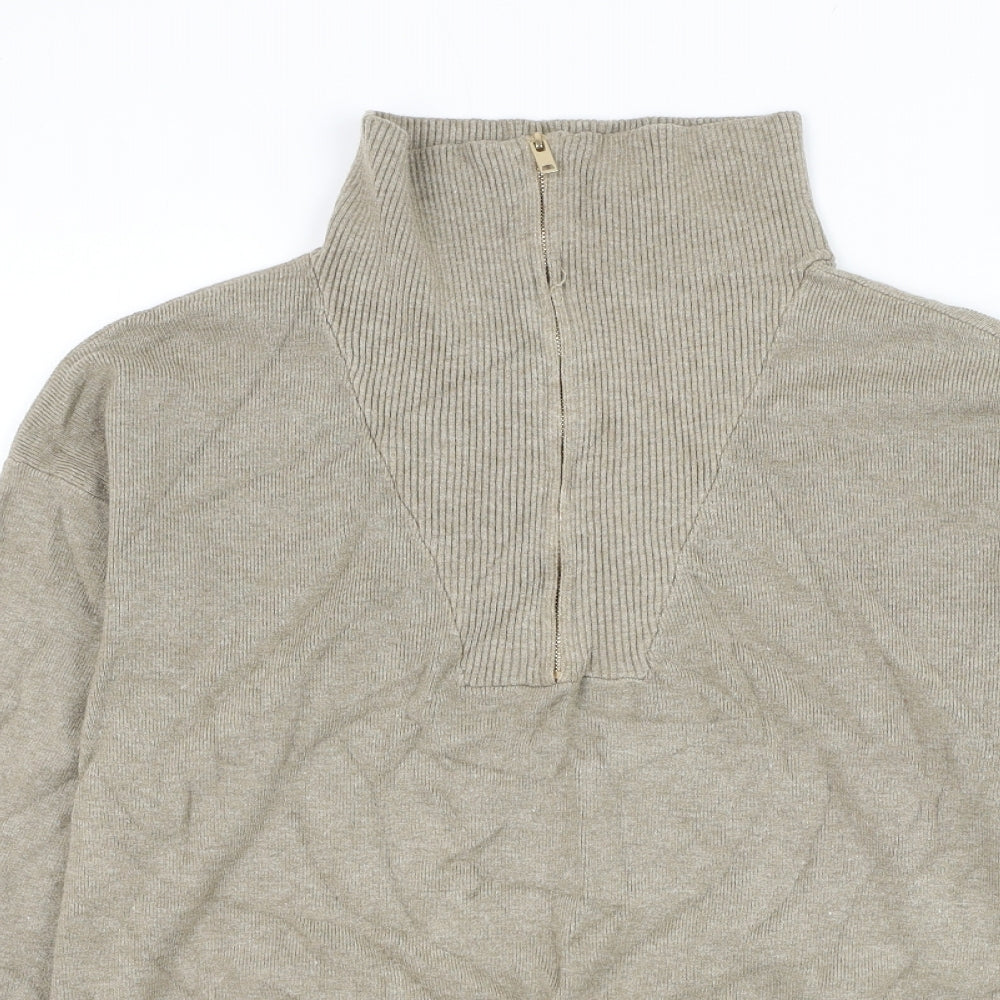 Papillonne Mens Beige High Neck Viscose Pullover Jumper Size L