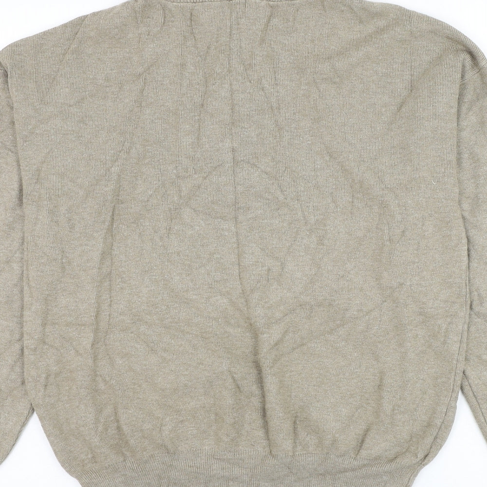 Papillonne Mens Beige High Neck Viscose Pullover Jumper Size L