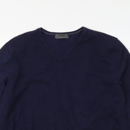 Burton Mens Blue V-Neck Cotton Pullover Jumper Size XL