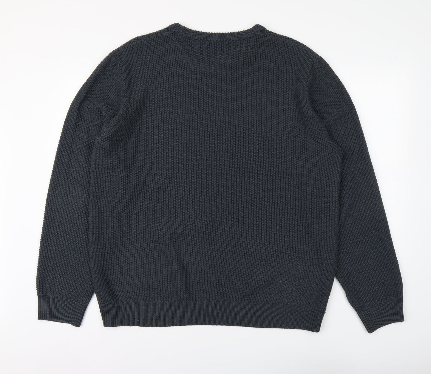 M&Co Mens Blue Round Neck Acrylic Pullover Jumper Size XL