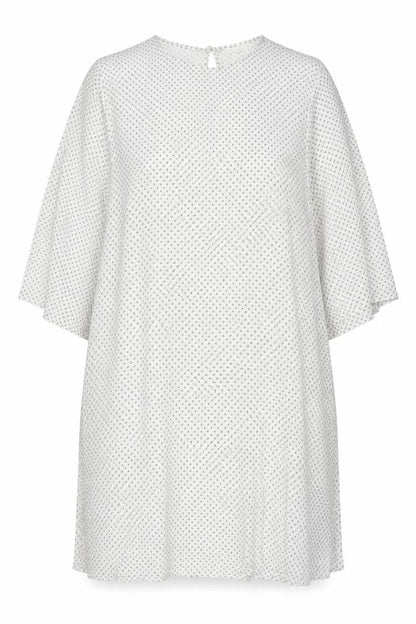 H&M Womens White Polka Dot Polyester A-Line Size M Round Neck Pullover