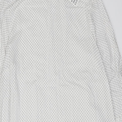H&M Womens White Polka Dot Polyester A-Line Size M Round Neck Pullover