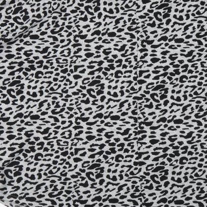 Blue Vanila Womens Grey V-Neck Animal Print Acrylic Henley Jumper Size M