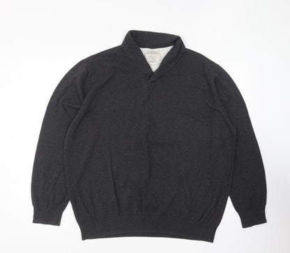 Burton Mens Grey Collared Acrylic Pullover Jumper Size 2XL