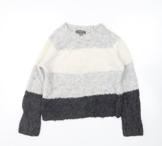 Primark Womens Grey Round Neck Camouflage Acrylic Pullover Jumper Size XS