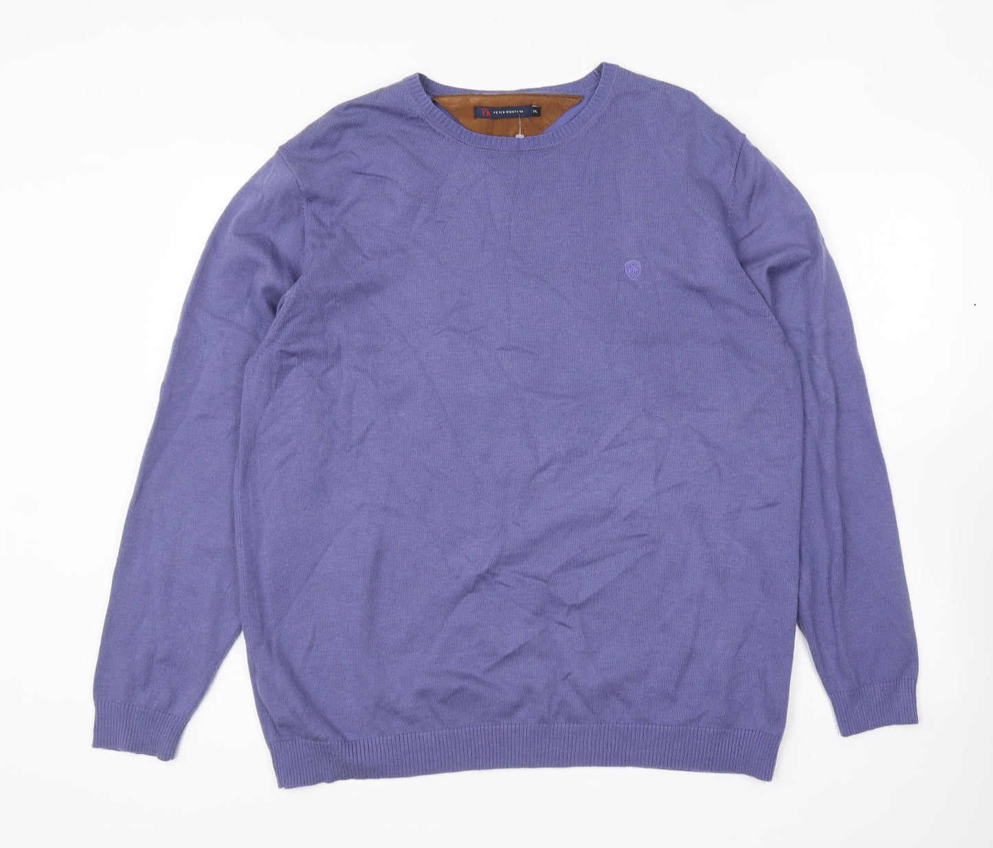 Peter Montana Womens Purple Round Neck Nylon Pullover Jumper Size 2XL