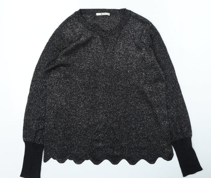 TU Womens Silver Round Neck Viscose Pullover Jumper Size 12