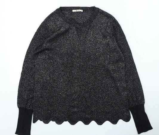 TU Womens Silver Round Neck Viscose Pullover Jumper Size 12