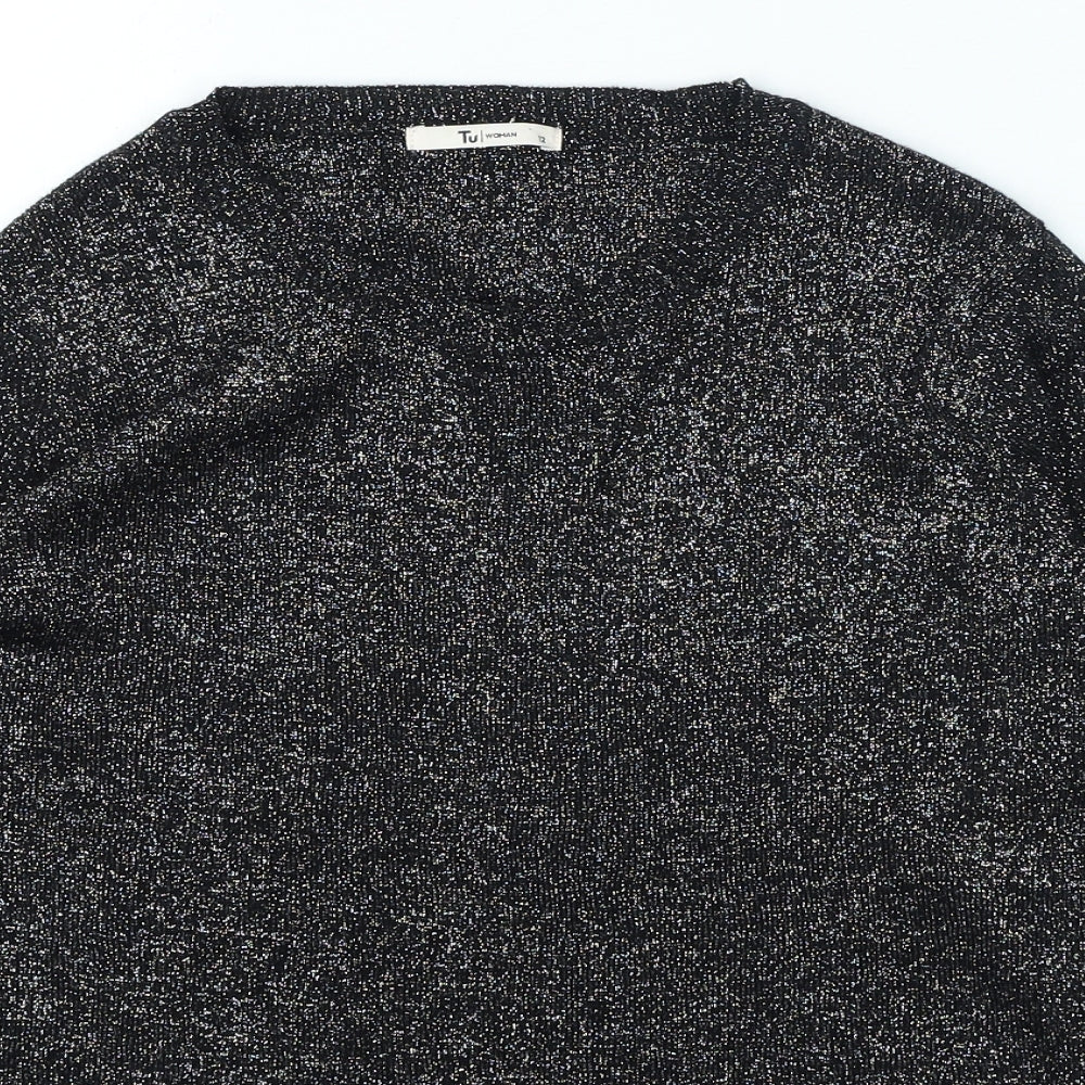 TU Womens Silver Round Neck Viscose Pullover Jumper Size 12