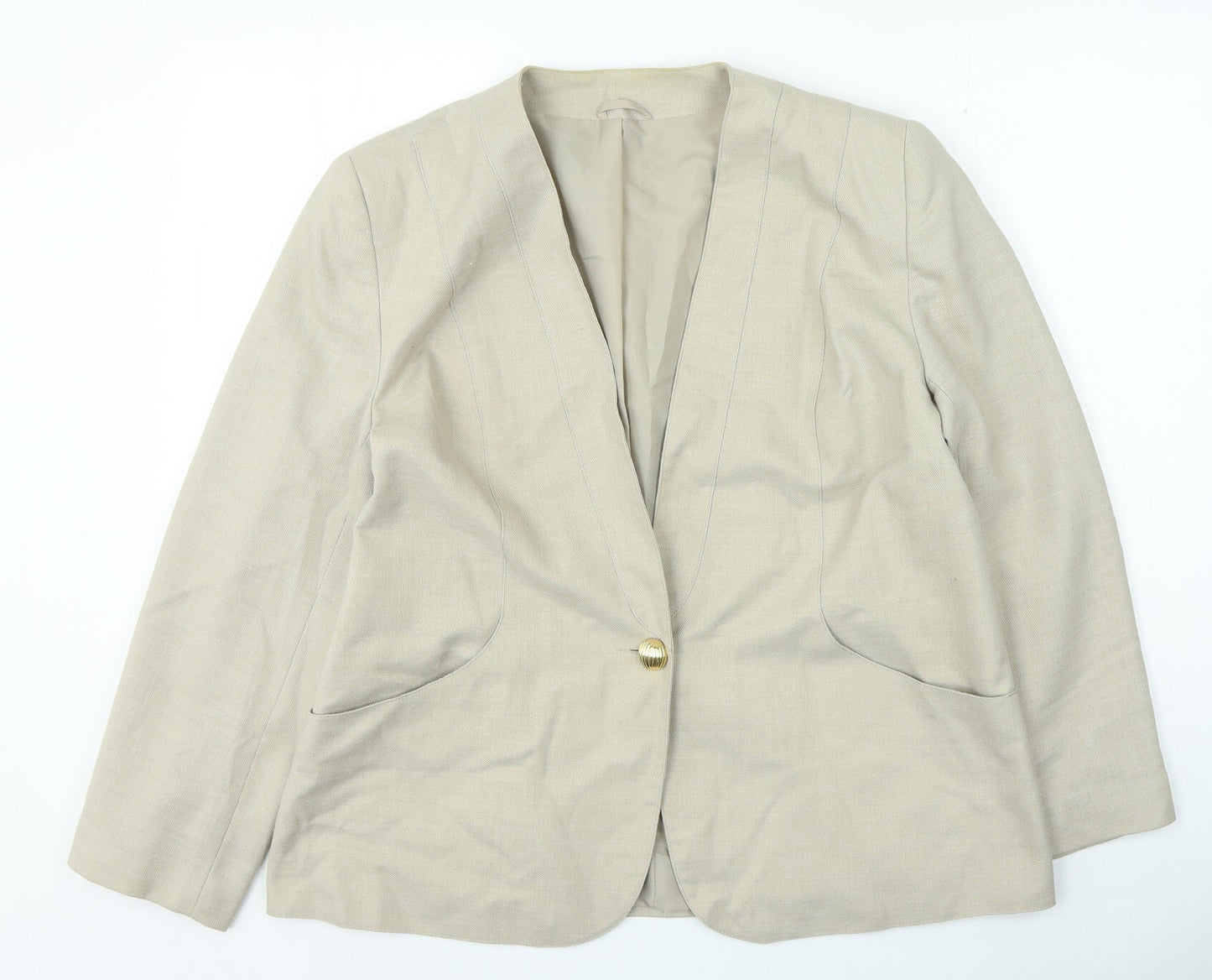 essence Womens Beige Jacket Size 18 Button