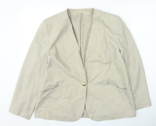 essence Womens Beige Jacket Size 18 Button